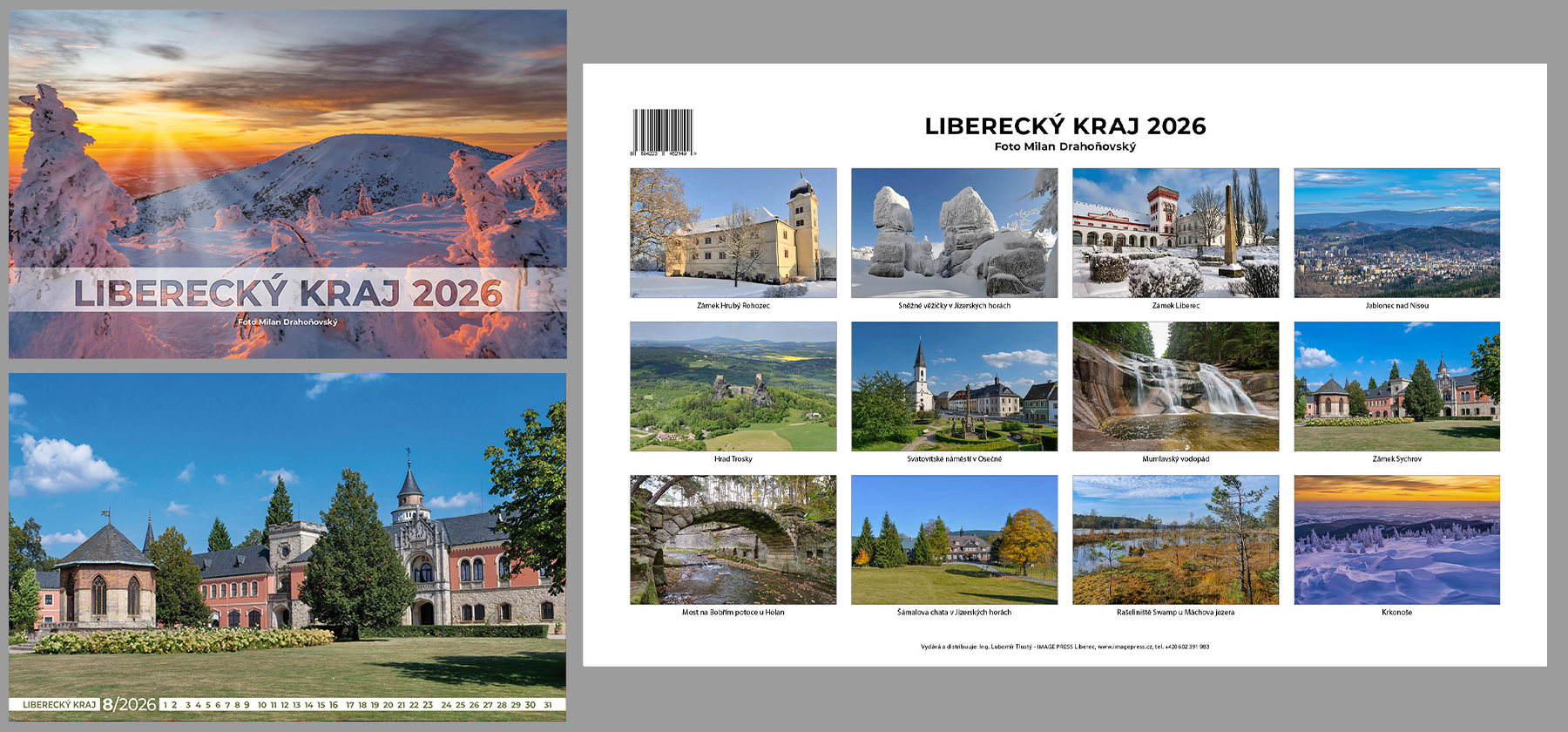 obrázek Liberecký kraj 2026 – nástěnný měsíční