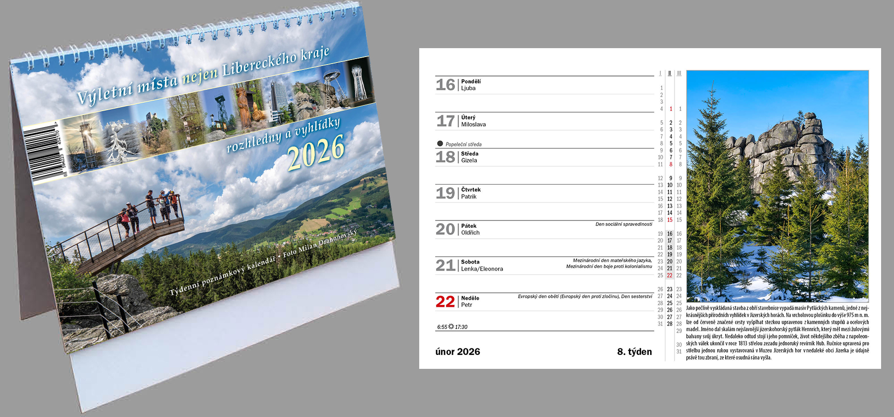 obrázek Výletní místa nejen Libereckého kraje 2026 – stolní týdenní