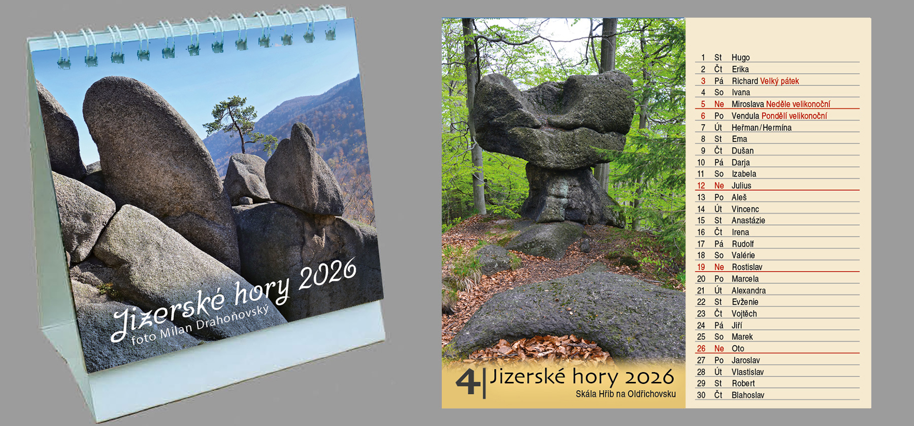 obrázek Minikalendář Jizerské hory 2026 – stolní měsíční